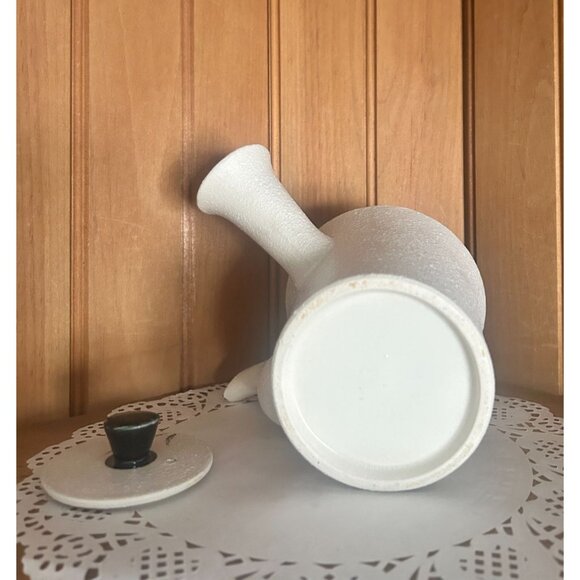 Vintage Japanese Teapot Stoneware Black White Graphic Design Modern Textured - Picture 3 of 9